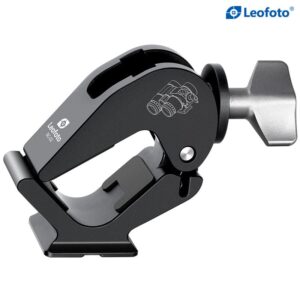 Leofoto BC-02 Stativadapter verrekijkerklem zijaanzicht met Arca-Swiss voet