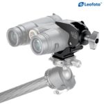 Leofoto BC-02 Stativadapter verrekijker gemonteerd in klem op statiefkop