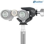 Leofoto BC-02 Stativadapter verrekijker vooraanzicht op klem gemonteerd op monopod