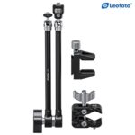 Leofoto AM-7 Articulatiearm setoverzicht met AM-7 arm en gemonteerde klemmen, staand productbeeld