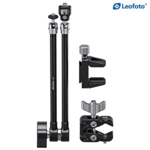 Leofoto AM-7 Articulatiearm setoverzicht met AM-7 arm en gemonteerde klemmen, staand productbeeld