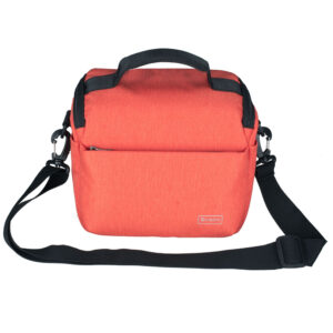 Dulepro Companion Shoulder Bag S22 oranje vooraanzicht met draaggreep, schouderriem en minimalistisch ontwerp
