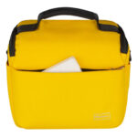 Dulepro Companion Shoulder Bag S22 geel achterkant met voorvak en witte accessoire zichtbaar
