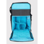 Dulepro Explorer Backpack B410N opengeklapte binnenzijde met blauwe verdelers, geschikt voor tablet