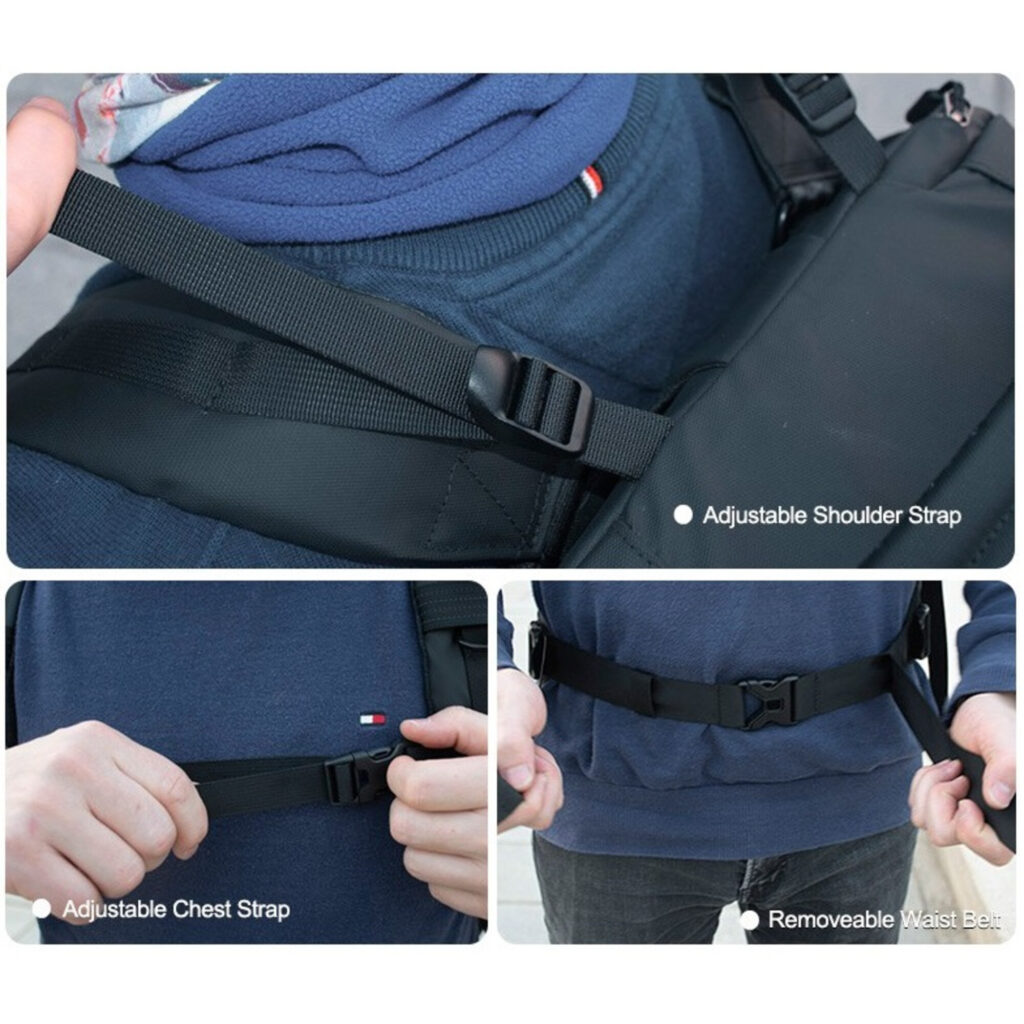 Dulepro Explorer Backpack B450N close-up van verstelbare draagbanden en heupriemclips