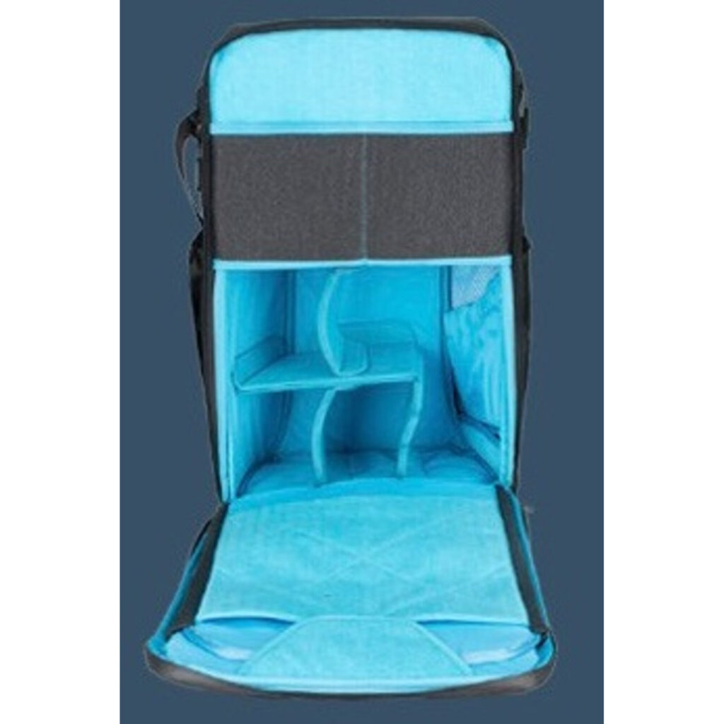 Dulepro Explorer Backpack B450N binnenzijde overzicht boven- en ondercompartiment met blauwe indeling