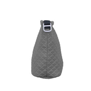 Dulepro Magic DSLR Storage Pouch grijs zijaanzicht met sluitclip en afgeronde bodemvorm