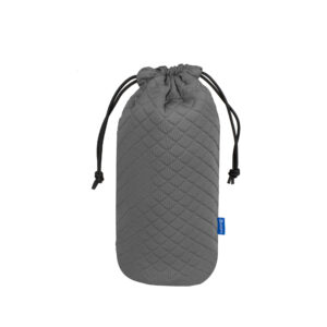 Dulepro Magic Lens Pouch L grijs vooraanzicht met gewatteerde structuur en trekkoordsluiting