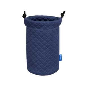 Dulepro Magic Lens Pouch S blauw vooraanzicht met gewatteerde structuur en trekkoordsluiting