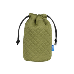 Dulepro Magic Lens Pouch S groen vooraanzicht met gewatteerde stofstructuur en trekkoordsluiting