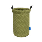Dulepro Magic Lens Pouch S groen zijweergave met gesloten opening en blauw merklabel onderaan