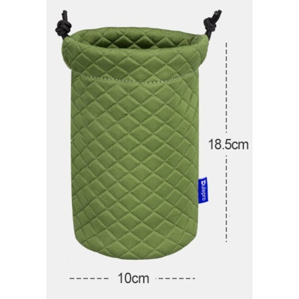 Dulepro Magic Lens Pouch S groen met afmetingen 18,5 cm hoogte en 10 cm diameter ter referentie
