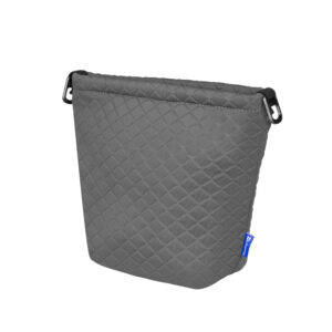 Dulepro Magic Storage Pouch gray vooraanzicht met gewatteerde structuur en blauwe labelafwerking