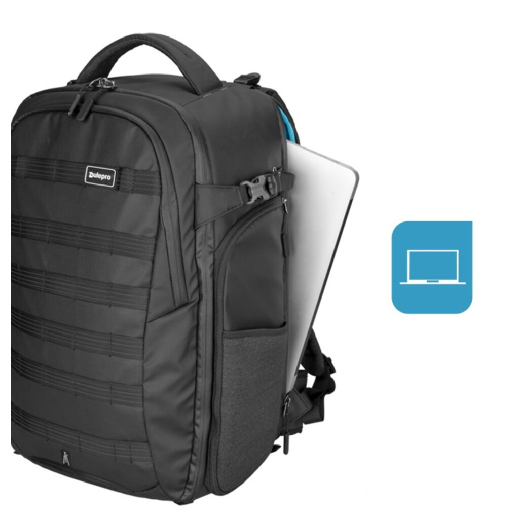 Dulepro Pioneer Pro Backpack B420N dichtgeritst met laptopvak zichtbaar aan de zijkant