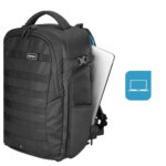 Dulepro Pioneer Pro Backpack B510N schuin zijaanzicht in opgevouwen vorm met extra opbergvak