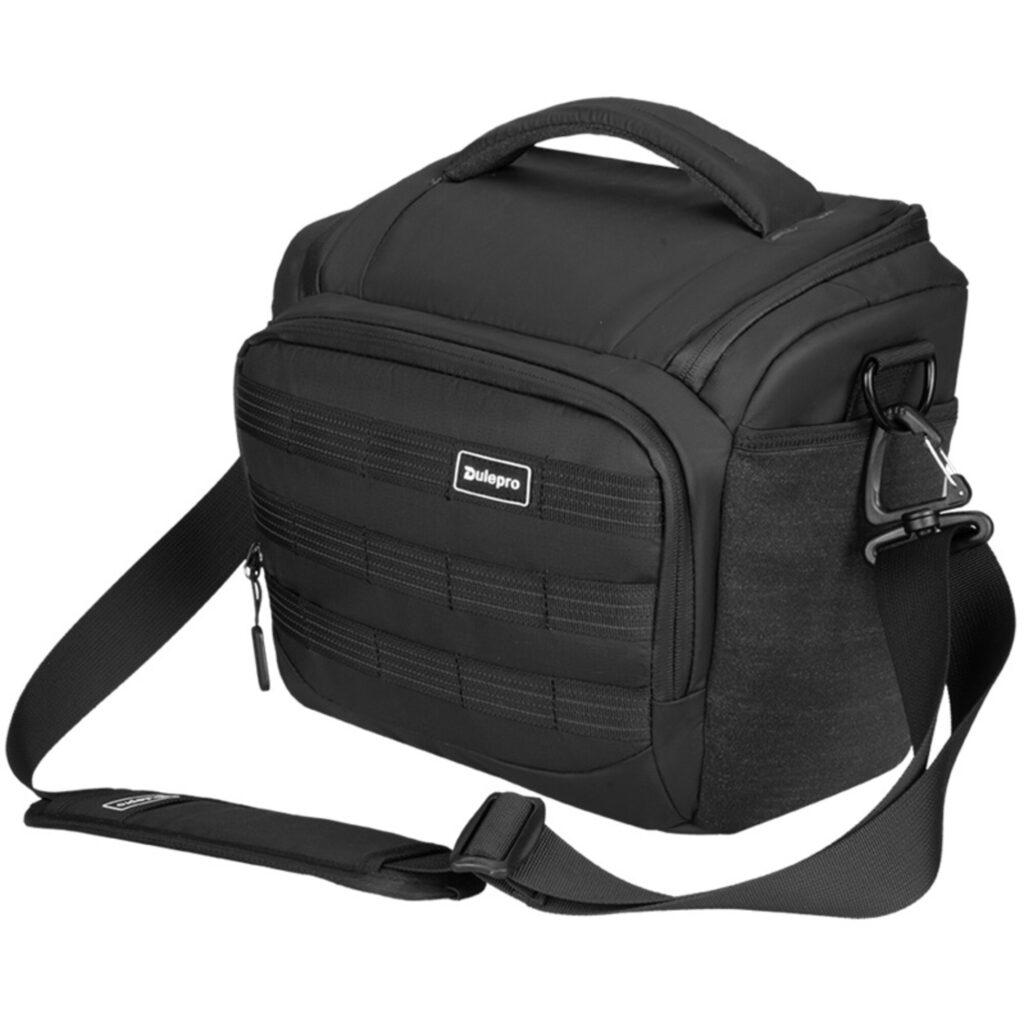 Dulepro Pioneer Shoulder Bag S22 zijaanzicht met draaggreep en zijvak met ritssluiting