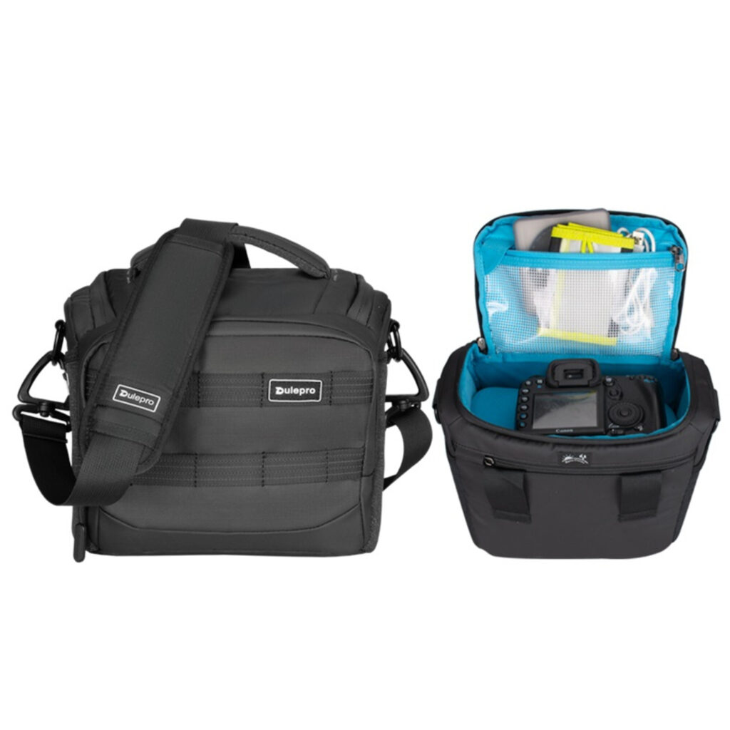 Dulepro Pioneer Shoulder Bag S22 achterkant met handgreep en overzicht van gesloten tas