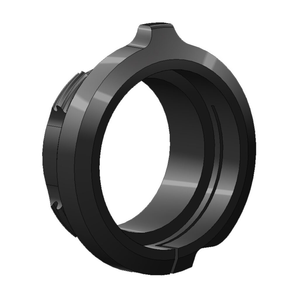 EP Arms Objectiefadapter RotoClip GWA M50x0,75 3D-weergave van zwarte, matte modulaire adapterring met M50x0,75 schroefdraad.