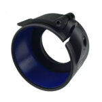 Liemke Objectiefadapter 52mm Smartclip klemadapter schuin vooraanzicht met 52mm opening en blauwe antislip binnenvoering en lock vergrendeling