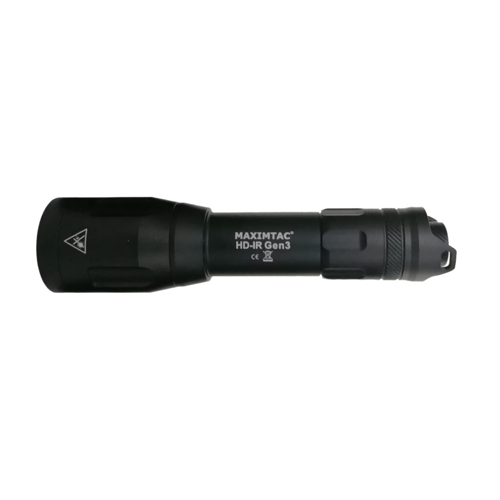 Maximtac HD-IR Gen 3 IR-ophelder zijaanzicht met zwarte aluminium behuizing