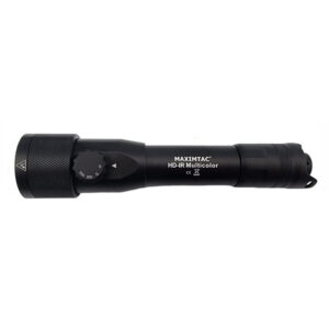 Maximtac HD-IR Multicolor + IR LED zijaanzicht met zwarte aluminium behuizing en bedieningsknop