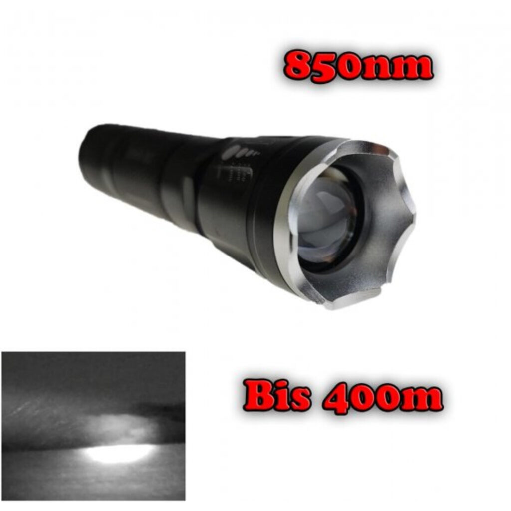 Maximtac IR-ophelder 850nm met aanduiding 850nm en bereik tot 400 meter
