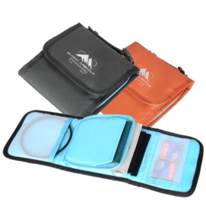Summit-Creative Filterbag FB150-5 geopend zwart en oranje met zichtbare filtervakken en blauwe binnenkant