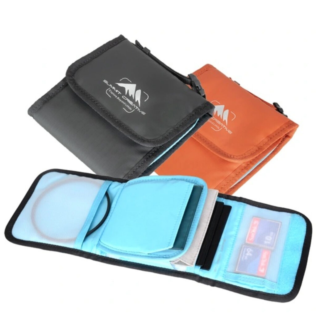 Summit-Creative Filterbag FB150-5 oranje en zwart geopend met zicht op binnenvakken en filteropslag