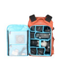 Summit-Creative Metropolis rugzak 26 l oranje volledig ingericht interieur met fotoapparatuur en accessoires