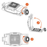 Summit-Creative Speedyclip illustratie van montageproces met camera en clip bevestiging