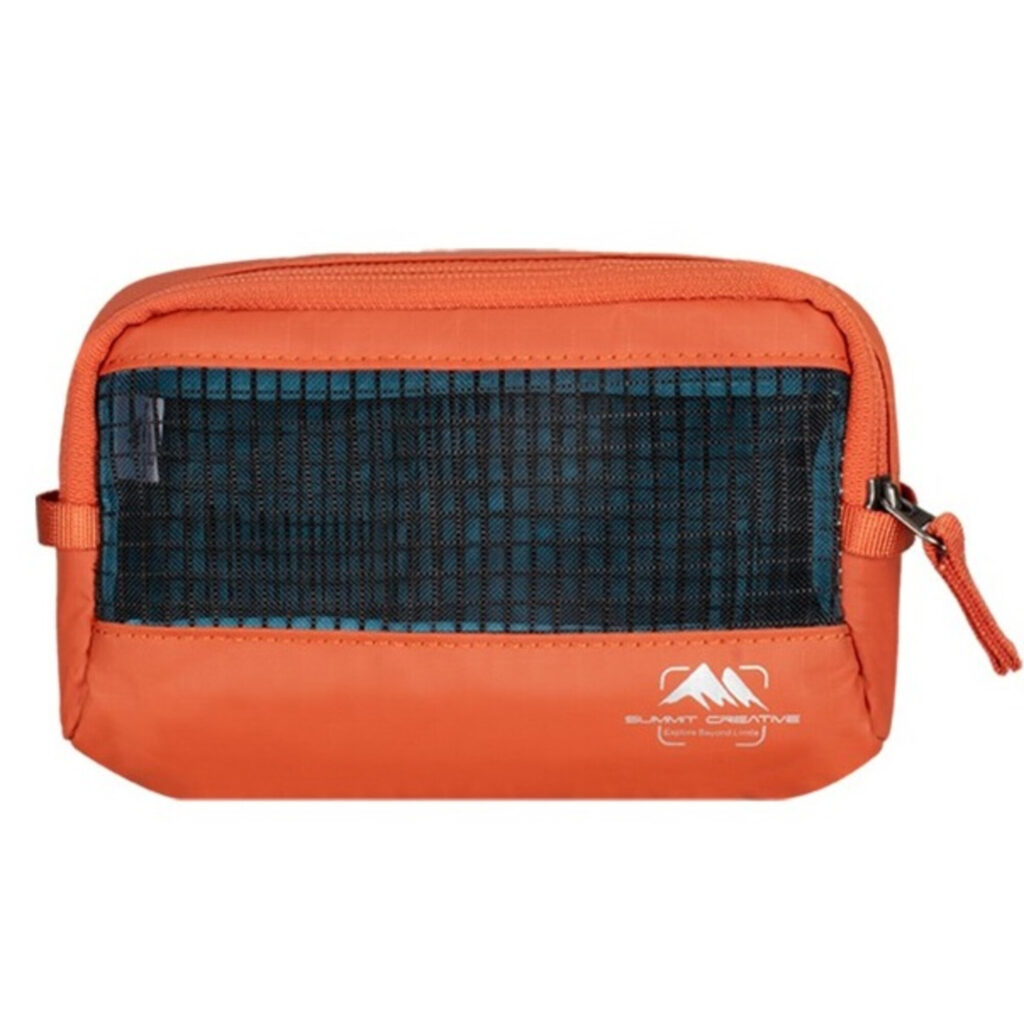 Summit-Creative Storage Bag 1L oranje vooraanzicht met zwart netvenster en ritsvak aan de bovenkant