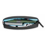 Summit-Creative Storage Bag 1L oranje geopend bovenaanzicht met kabels en accessoires in blauw interieur