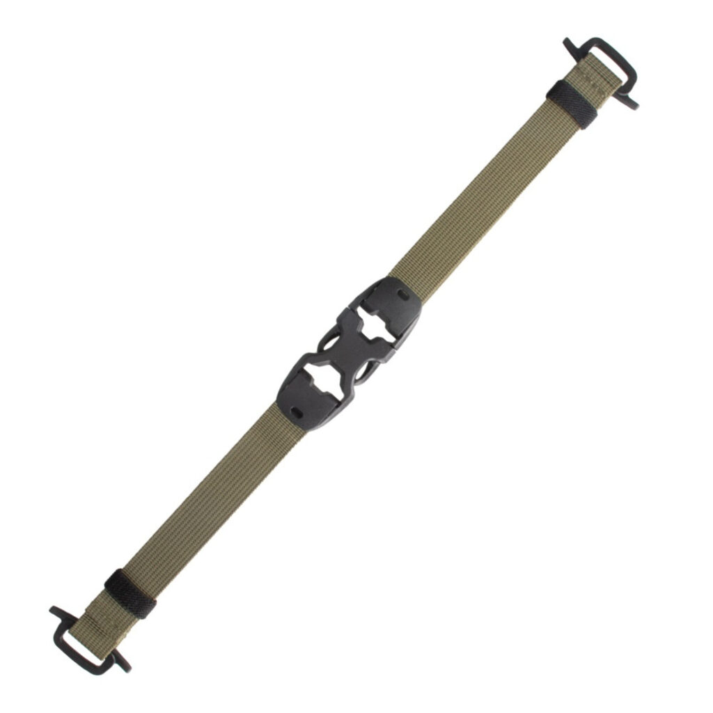 Summit-Creative Tenzing FStrap army green bevestigingsriem volledig uitgestrekt met centrale kliksluiting