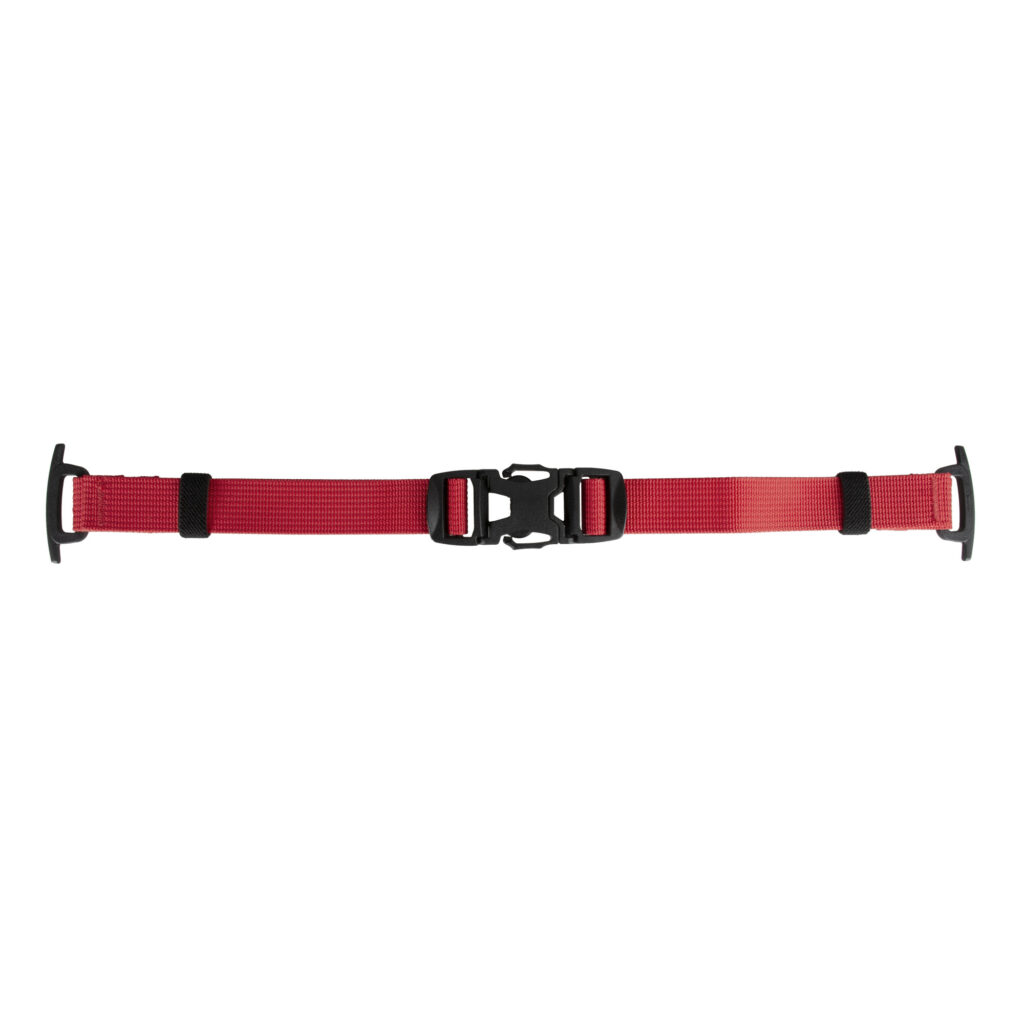 Summit-Creative Tenzing FStrap rode riem volledig horizontaal uitgestrekt met zwarte kliksluiting