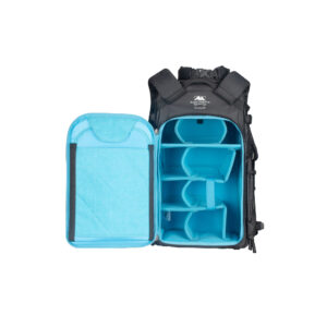 Summit-Creative Tenzing Rolltop Backpack interieur met blauwe EVA-verdelers en uitneembaar inzetstuk