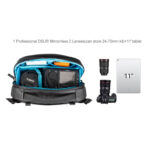 Summit-Creative Tenzing Shoulder Bag interieur met camera, lenzen en 11 inch tablet
