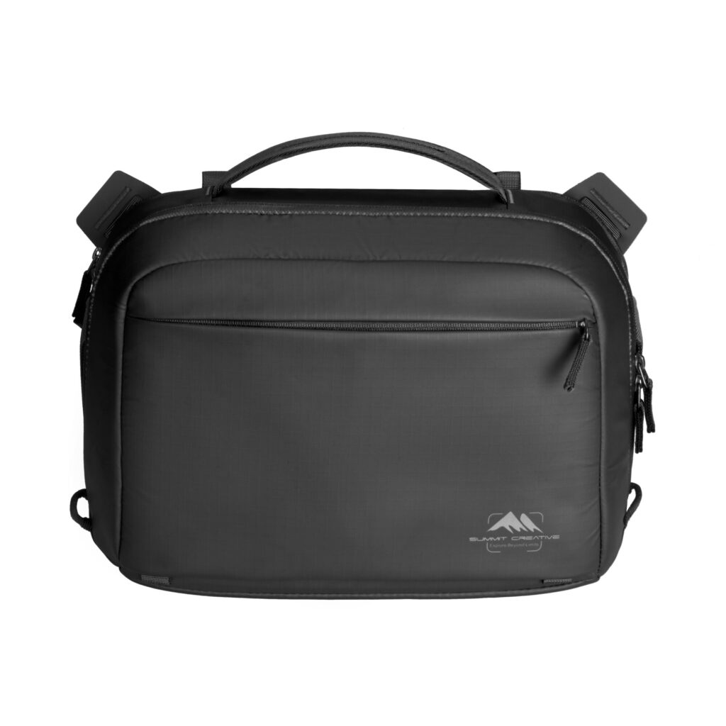 Summit-Creative Tenzing Shoulder Bag zwart vooraanzicht met bovenhandvat en buitenvak
