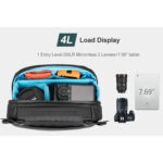 Summit-Creative Shoulder Bag champagnekleur interieur met camera, lenzen en 7,5 inch tablet