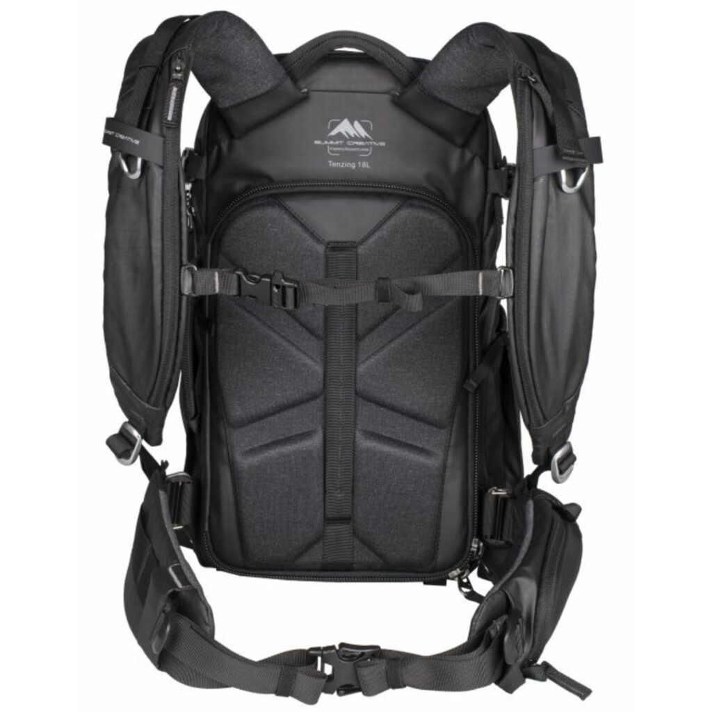 Summit-Creative Tenzing Backpack achteraanzicht met volledig ventilerend rugpand en draagriemen