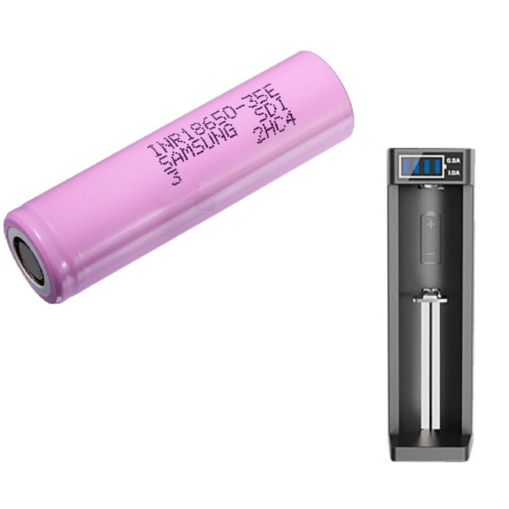 Sytong USB-oplader met 18650 Samsung 3450mAh accu en USB-lader met display