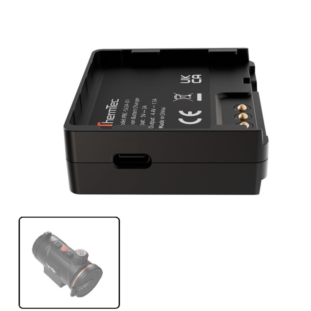 ThermTec Oplader zijaanzicht van de lader met USB-C aansluiting