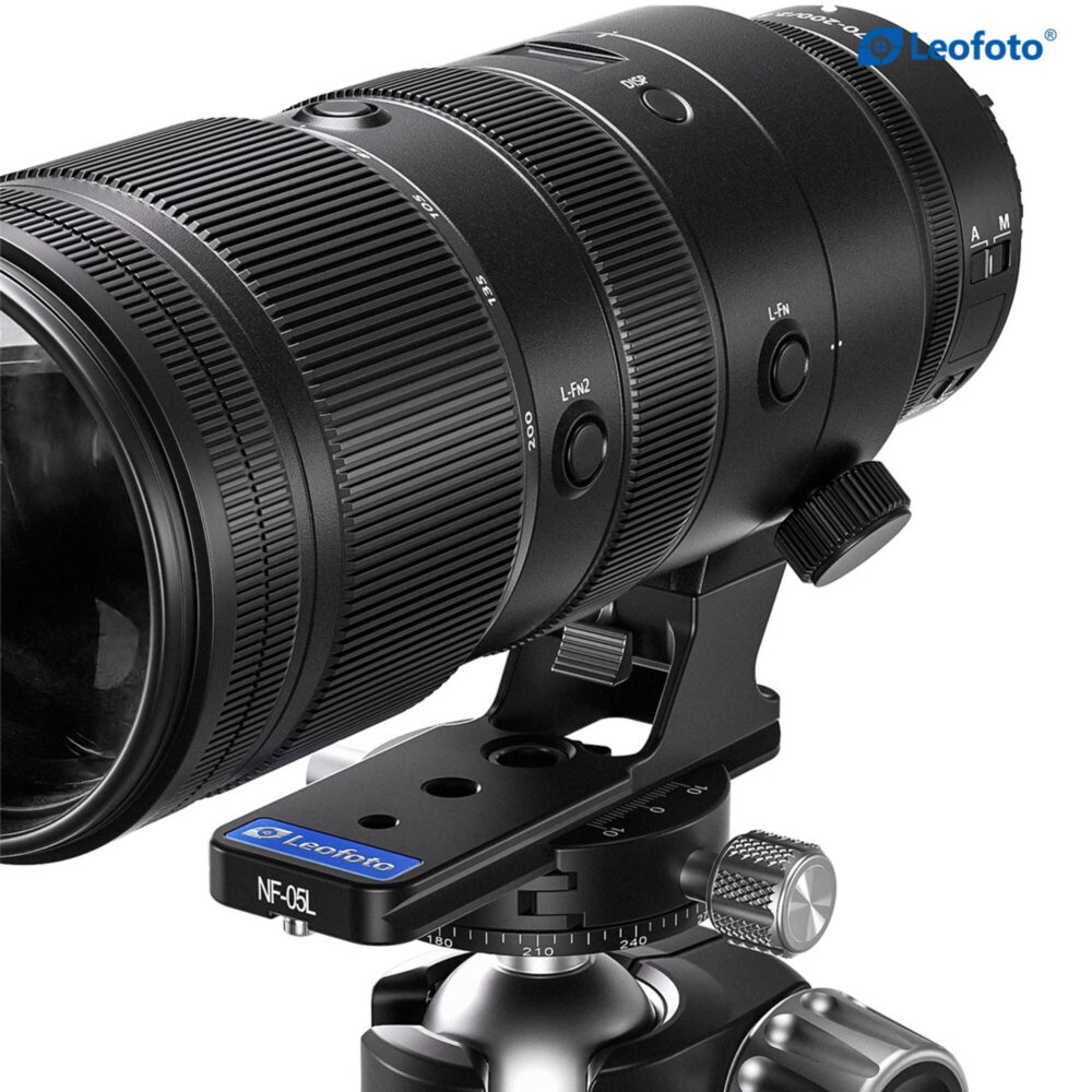 Leofoto NF-05L Lensvoet op statief gemonteerd met Nikon Z 400mm VR S
