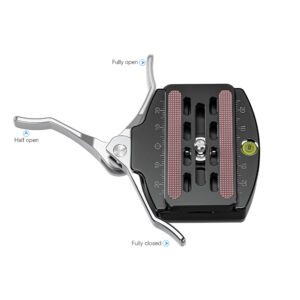 Leofoto LR-70+QP-70N Snelkoppeling bovenaanzicht met rubber strips en schaalmarkering
