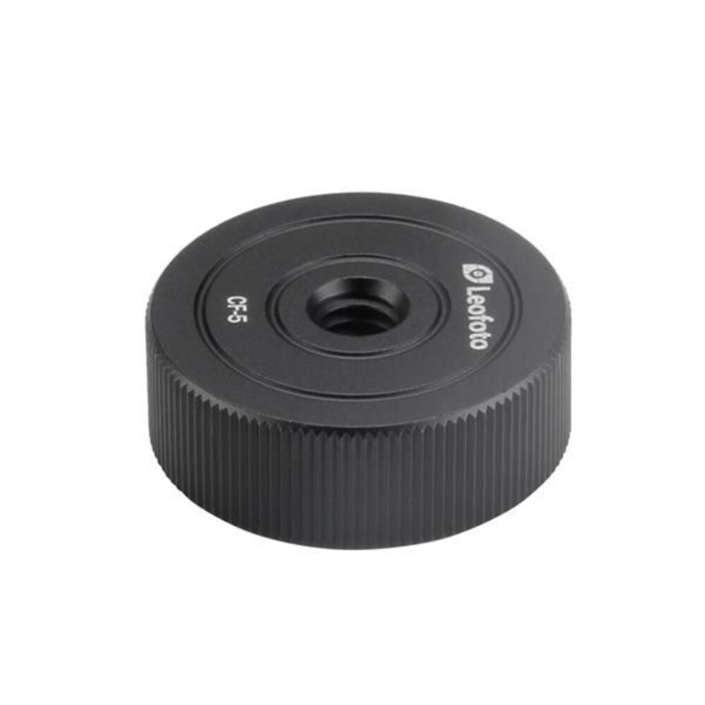 Leofoto CF-5 Schroefdraadadapter met Leofoto-logo en compact aluminium ontwerp