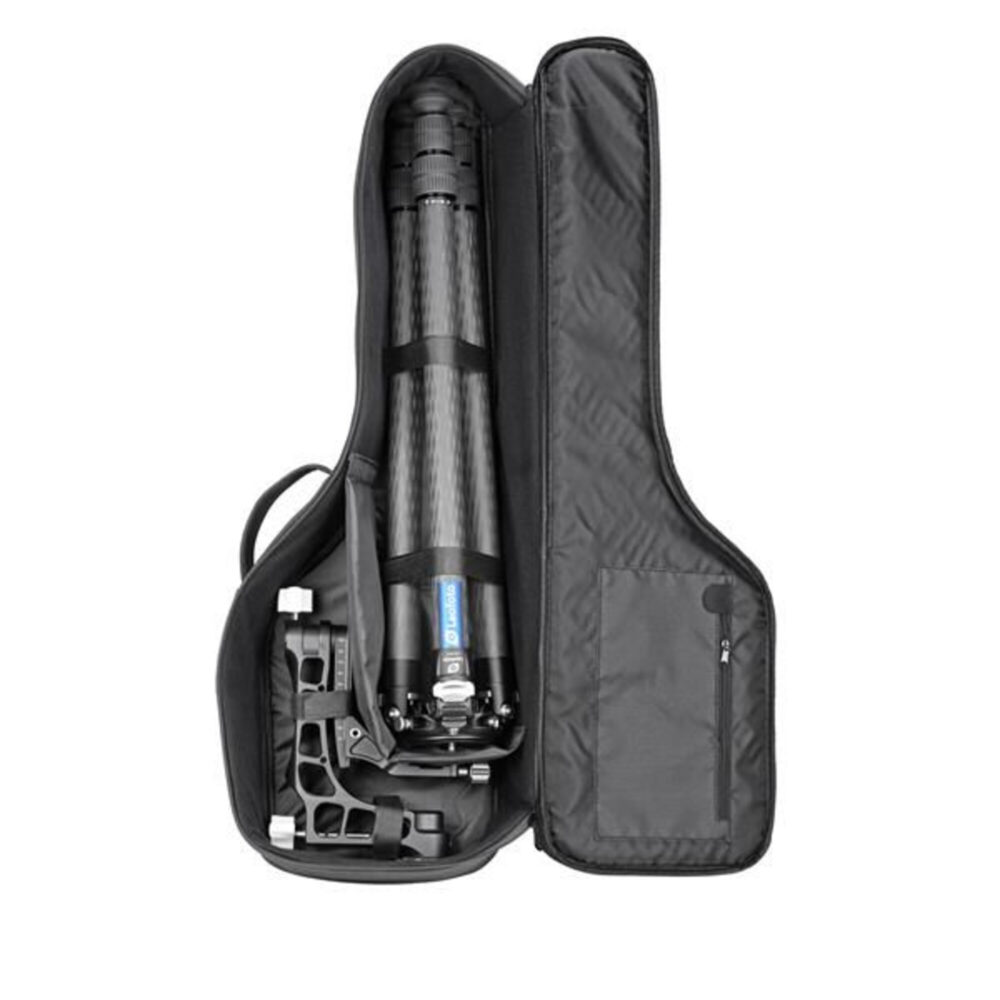 Leofoto Statief tas Tas met ingepakt statief en PG-1 gimbal in transportpositie