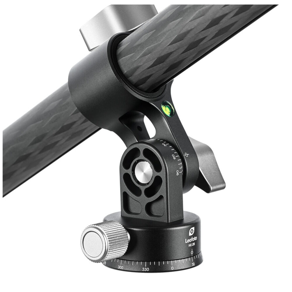 Leofoto HC-28 close-up van klemming met kantelarmverbinding en statiefmontage