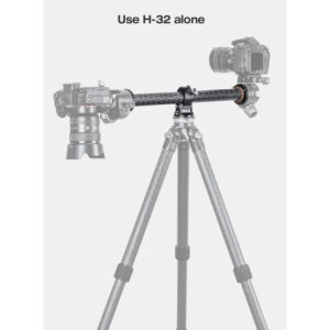 Leofoto H-32 Uitliggerarm gemonteerd op statief met twee camera’s in reprofotografische setup
