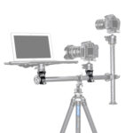 Leofoto C-32 Demonteerbaar configuratie met laptopplateau, dubbele camera en geïntegreerde werkarm op statief