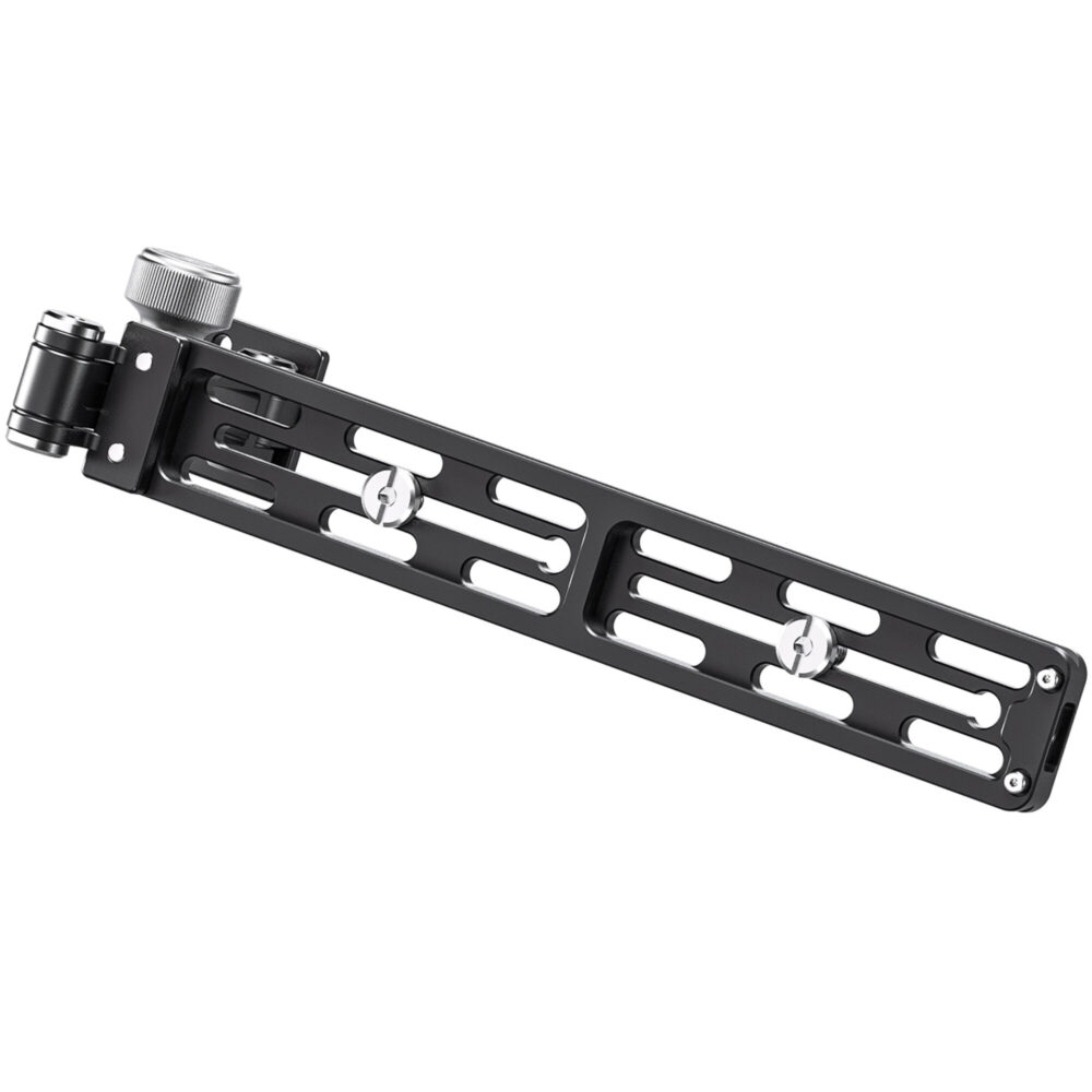 Leofoto VR-250 Lensvoet 250mm Arca-Swiss-rail met enkele steunmodule op witte achtergrond.