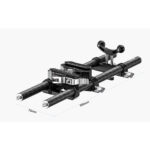 Leofoto BP-01 KIT Camera Cage overzicht met onderdelen en camerabevestiging op rodsysteem